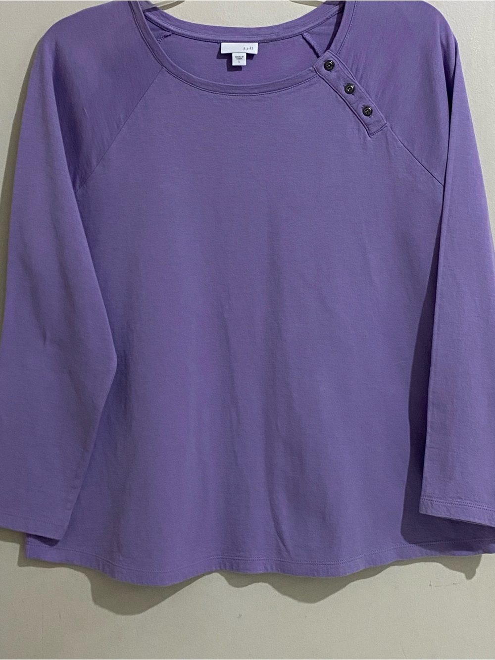 J. Jill Lavender Long-Sleeve Women’s Button-Shoulder Tee Size L